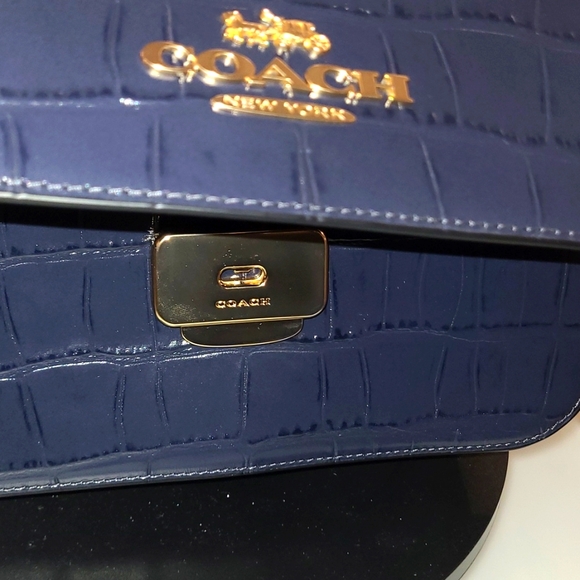 Coach Croc Embossed Brynn Crossbody Navy Style C5631 - Picture 8 of 15